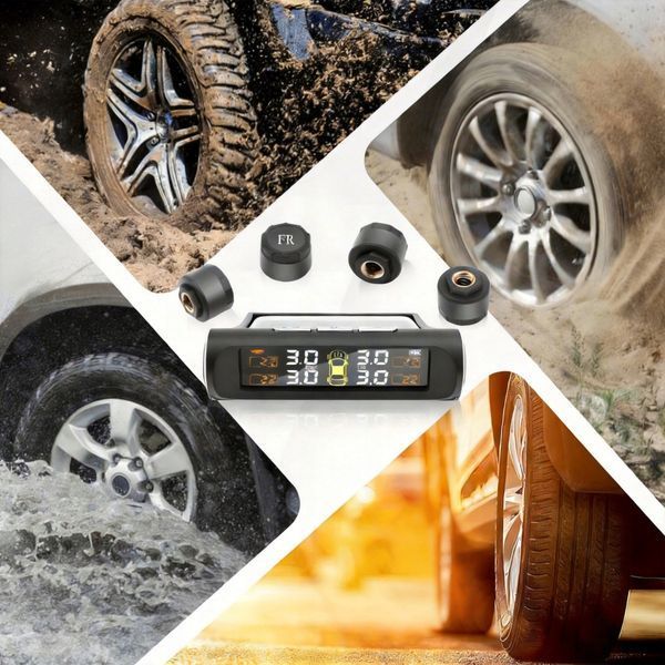 Solarny system TPMS z 4 czujnikami monitorowanie ciśnienia w oponach