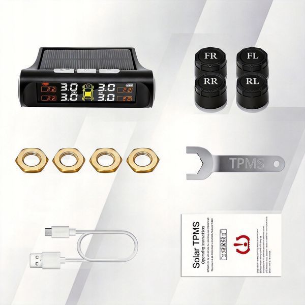 Solarny system TPMS z 4 czujnikami monitorowanie ciśnienia w oponach