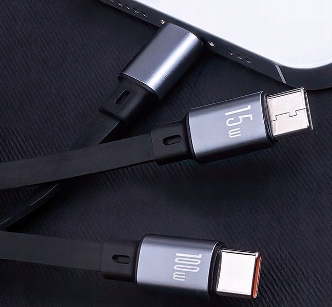 Kabel Zwijany USB-C 3 w 1 Lightning do iPhone 2 x USB - C 1,2m 3w1 100W, Czarny