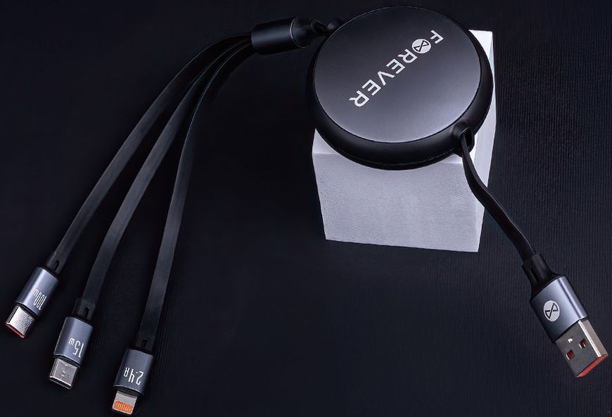 Kabel Zwijany USB-C 3 w 1 Lightning do iPhone 2 x USB - C 1,2m 3w1 100W, Czarny