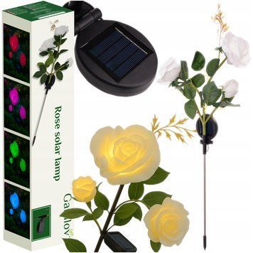 Lampa solarna wbijana Gardlov biały 3 sztuczne kwiaty, Biały