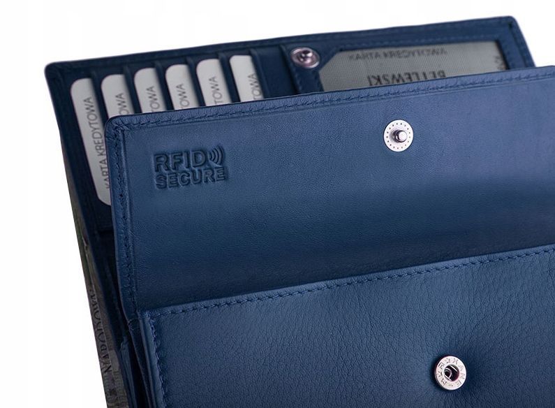 Betlewski portfel sk&oacute;ra naturalna niebieski BPD-SS-12 - kobieta, Niebieski