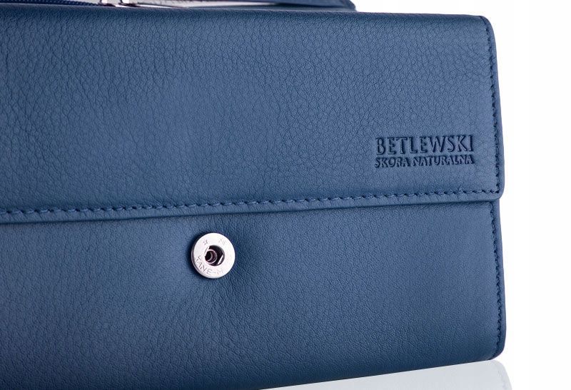 Betlewski portfel sk&oacute;ra naturalna niebieski BPD-SS-12 - kobieta, Niebieski