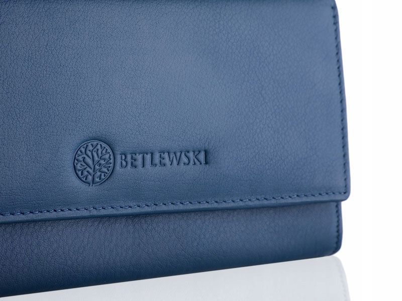Betlewski portfel sk&oacute;ra naturalna niebieski BPD-SS-12 - kobieta, Niebieski